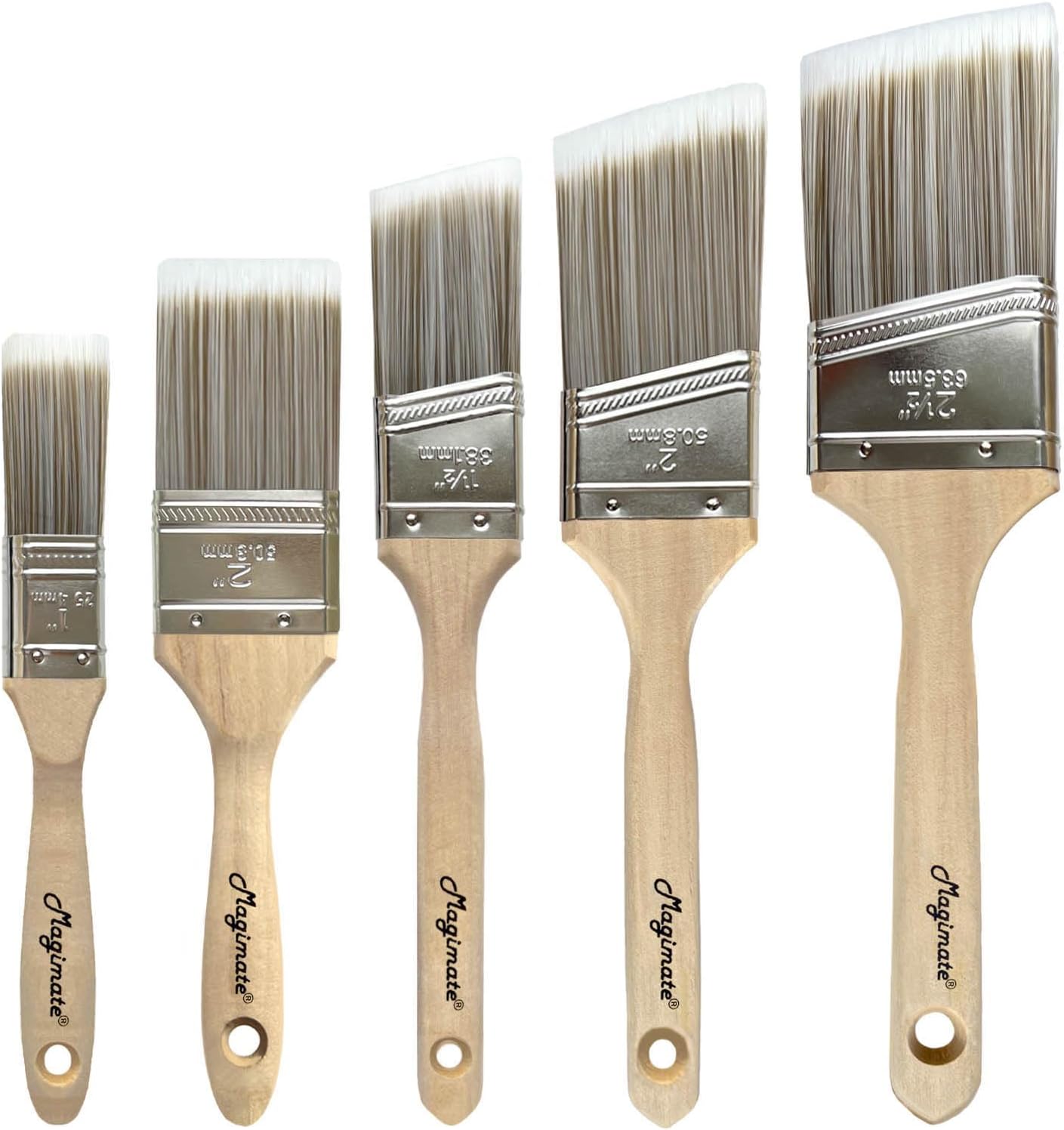 Magimate Wood Stain Paint Brush Set Angled Sash and Flat Painting Brushes